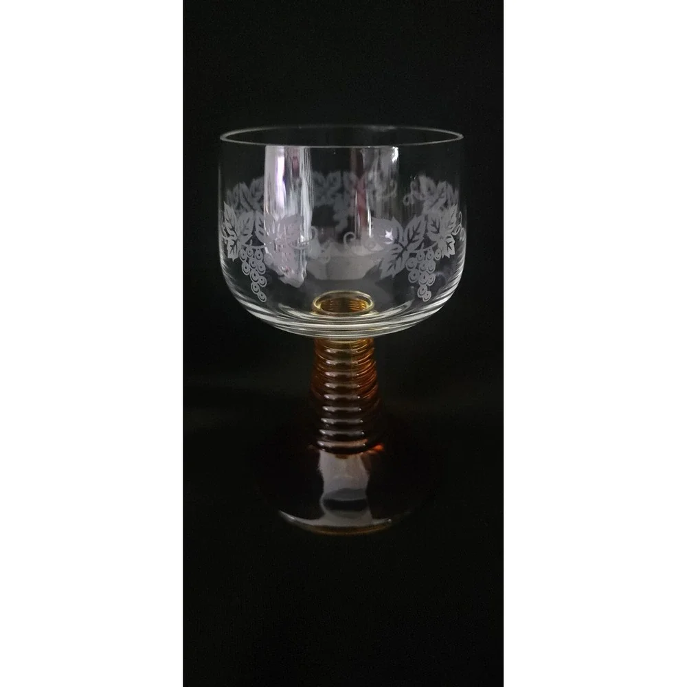 Roemer Luminarc Ribbed Amber Stem Beehive Wine Glasses‎ Barware Set Of 5